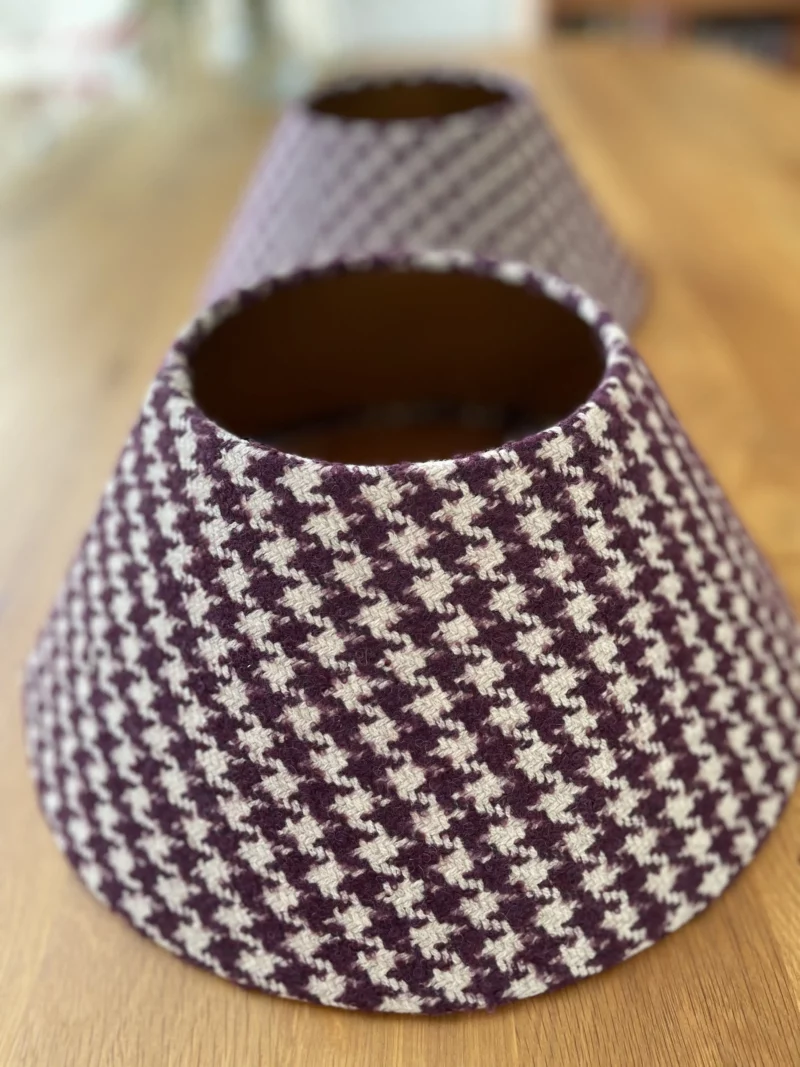 Lampenschirm rund Stoff Karo innen Gold