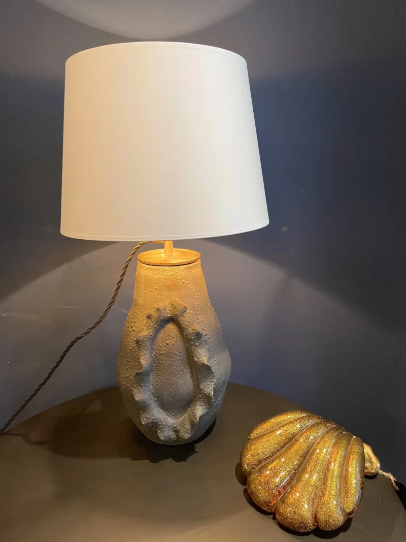 Lampenschirm rund weiß innen Gold