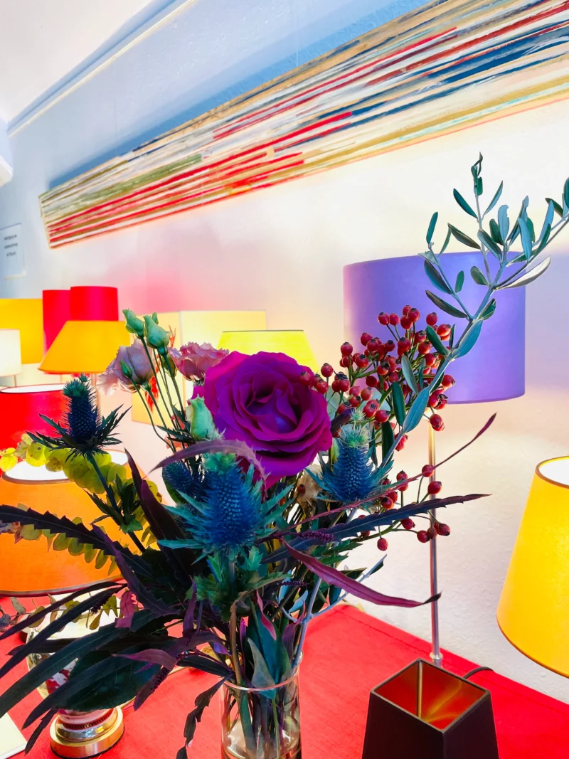 Lampenschirm rund handgefaerbt