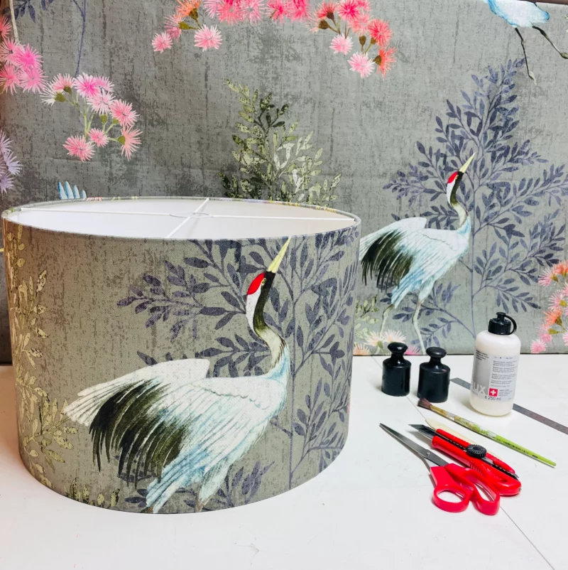 Lampenschirm rund mit Storch Motiv